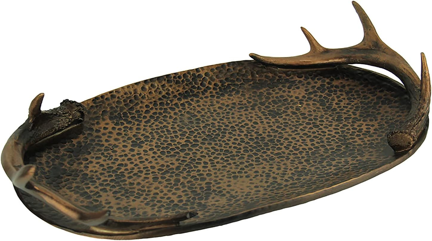 Zeckos Copper Finish Rustic Antler Handle Decorative Tray | Amazon (US)