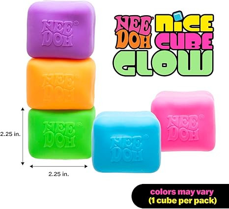 Schylling NeeDoh Nice Cube Glow - Sensory Toy with a Super Solid Squish - Glows in The Dark and A... | Amazon (US)