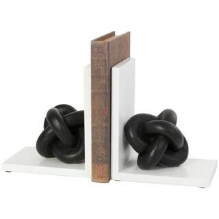 CosmoLiving by Cosmopolitan Black Wooden Knot Bookends with White Stands (Set of 2) 044940 - The ... | The Home Depot