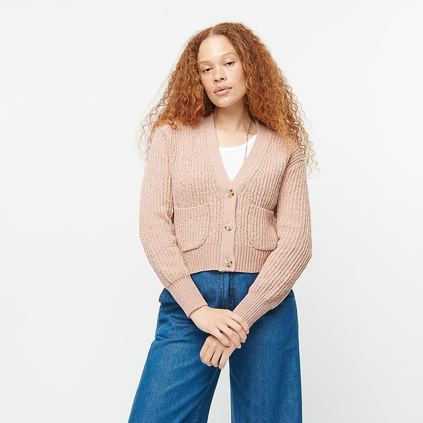 Cropped patch-pocket beach cardigan sweater | J. Crew US