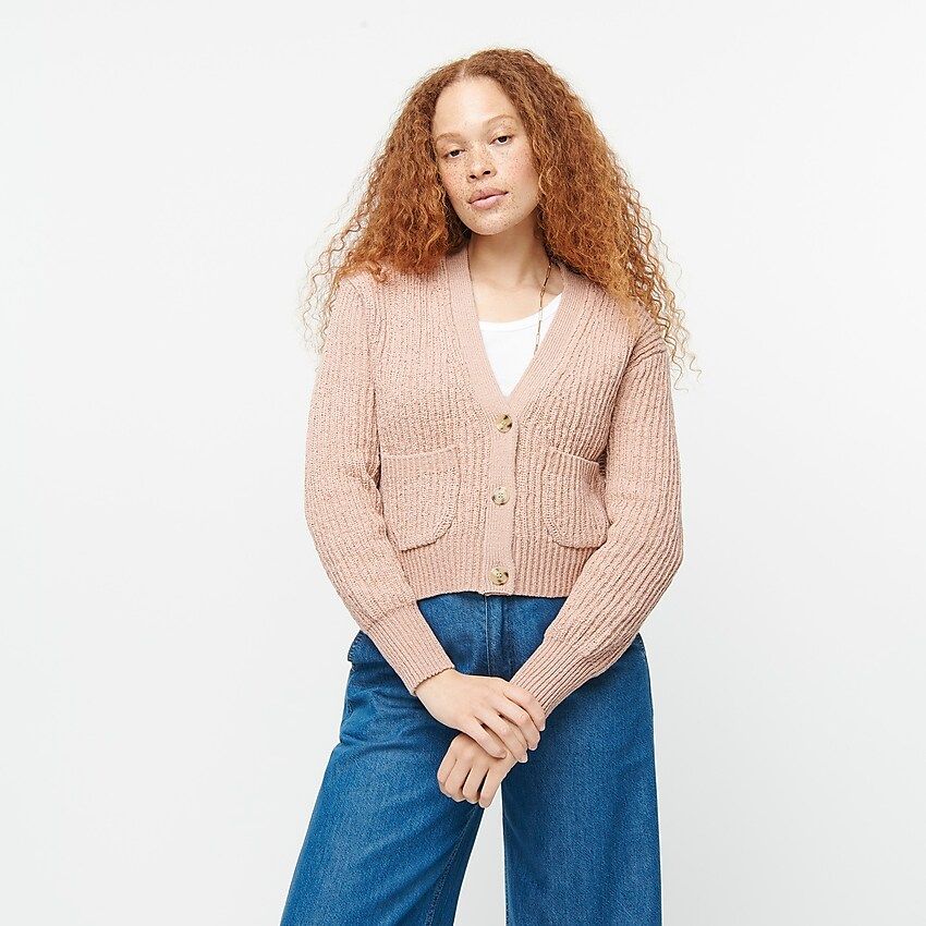 Cropped patch-pocket beach cardigan sweater | J.Crew US