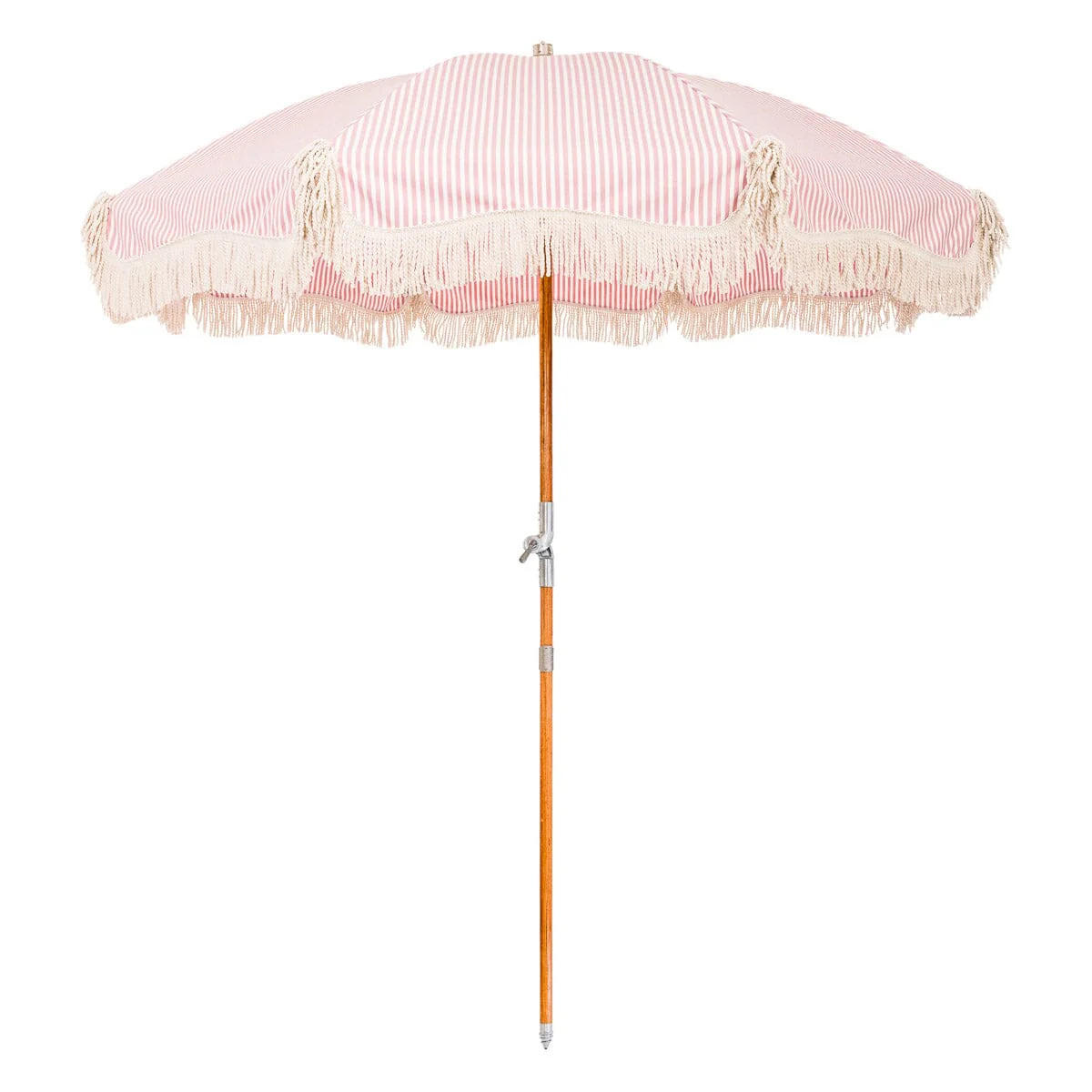 Premium Beach Umbrella with Pink and White Stripes | Business & Pleasure Co.