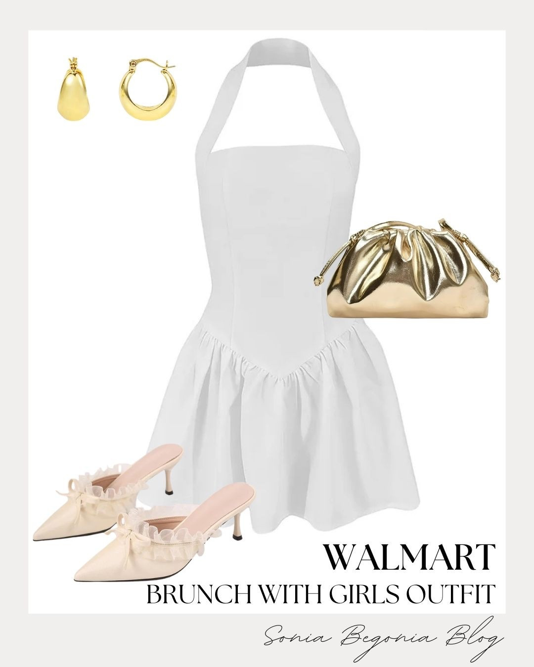 Brunch plans this weekend? 🥂

This chic Walmart find is the ultimate look for catching up with the girls. I’m obsessed with this white halter drop-waist mini dress!

Elevate it with a metallic gold pouch, matching chunky hoops, and pointed ruffle mules. ✨

#walmartfashion #brunchoutfit #girlsnightout #summerdress #affordablefashion

#LTKootd #LTKWedding #LTKSeasonal