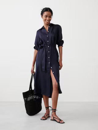 Tie-Waist Midi Shirtdress | Banana Republic Factory | Banana Republic Factory