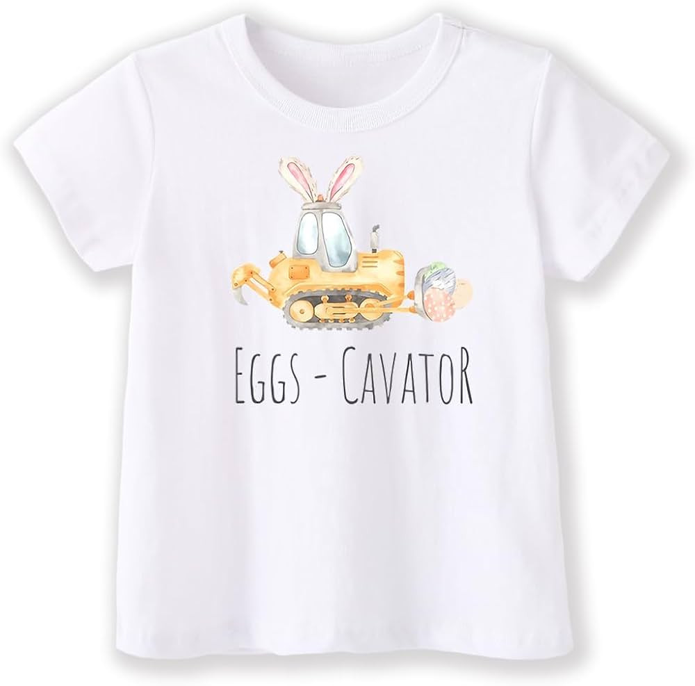Kids Toddler Baby Boys Girls Easter T-Shirt Short Sleeve Funny Bunny Letters Print Tops | Amazon (US)