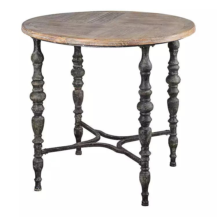 Weathered Wood Top Rustic Metal Base Accent Table | Kirkland's Home