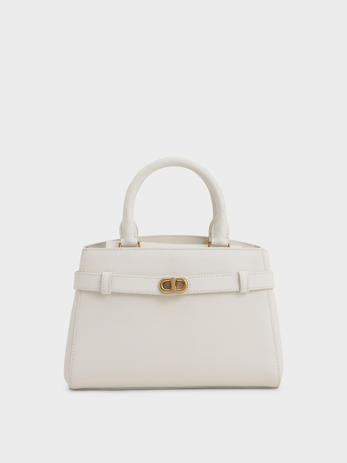 Cream Aubrielle Metallic-Accent Belted Bag | CHARLES & KEITH | Charles & Keith CA