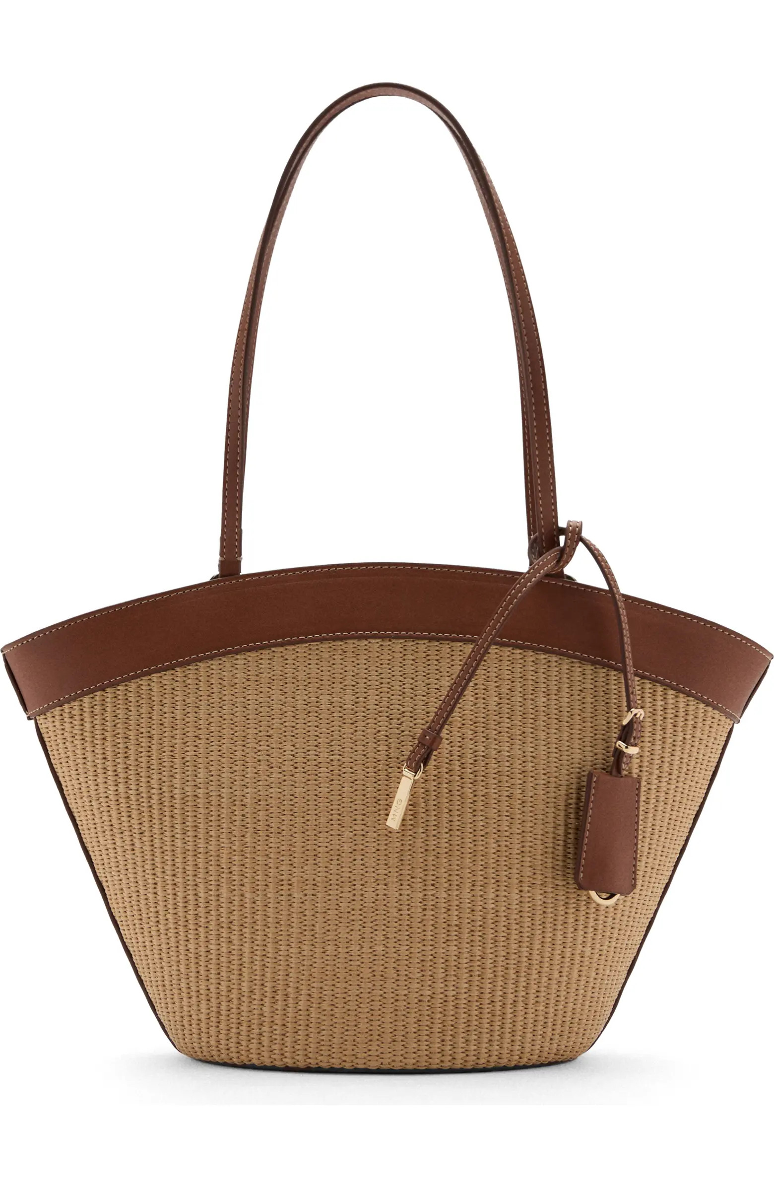 MANGO Contrast Canvas & Faux Leather Shopper Bag | Nordstrom | Nordstrom
