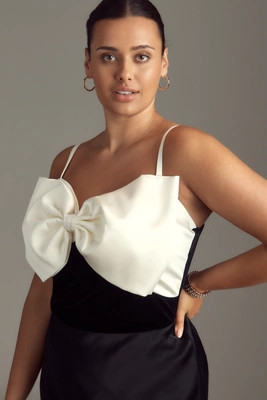 Eloquii Plus Oversized Bow Velvet Bodysuit | Anthropologie (US)