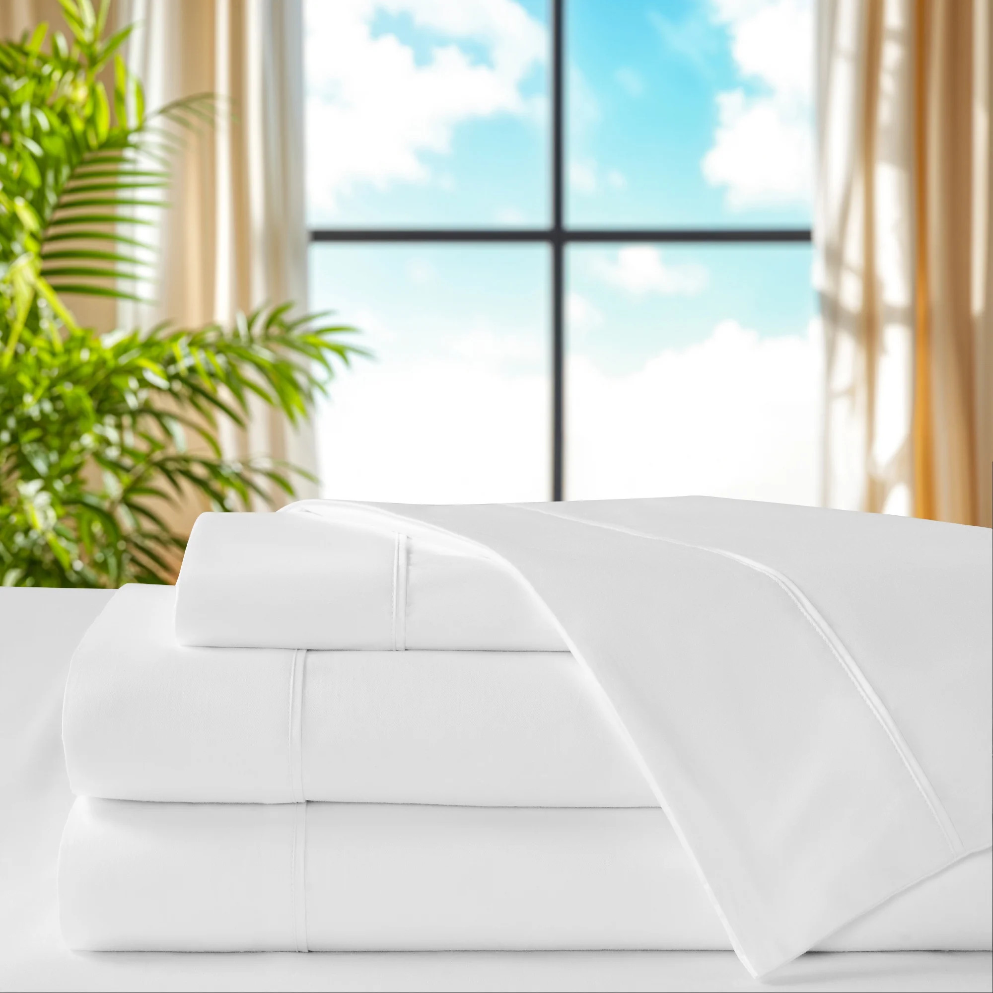 SONORO KATE 100% Cotton Bed Sheets Set, 1000 Thread Count 4 Piece Luxury Soft Sheets Set with 16"... | Walmart (US)