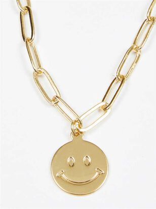 Smiley Face Paperclip Chain Necklace | Altar'd State