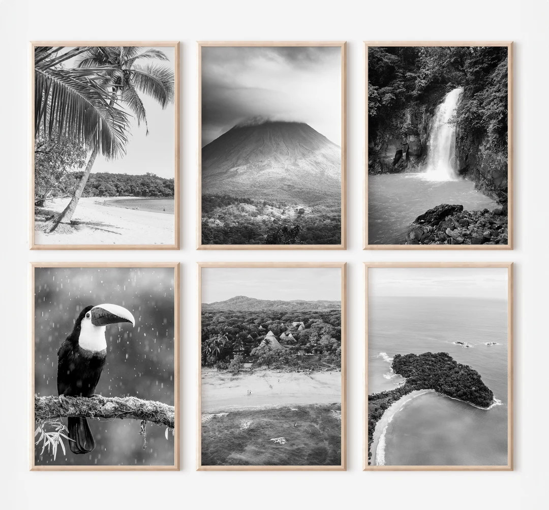 Costa Rica Prints Set of 6 | Black and White Photos Posters | Travel Photography Wall Art Gallery... | Etsy (US)