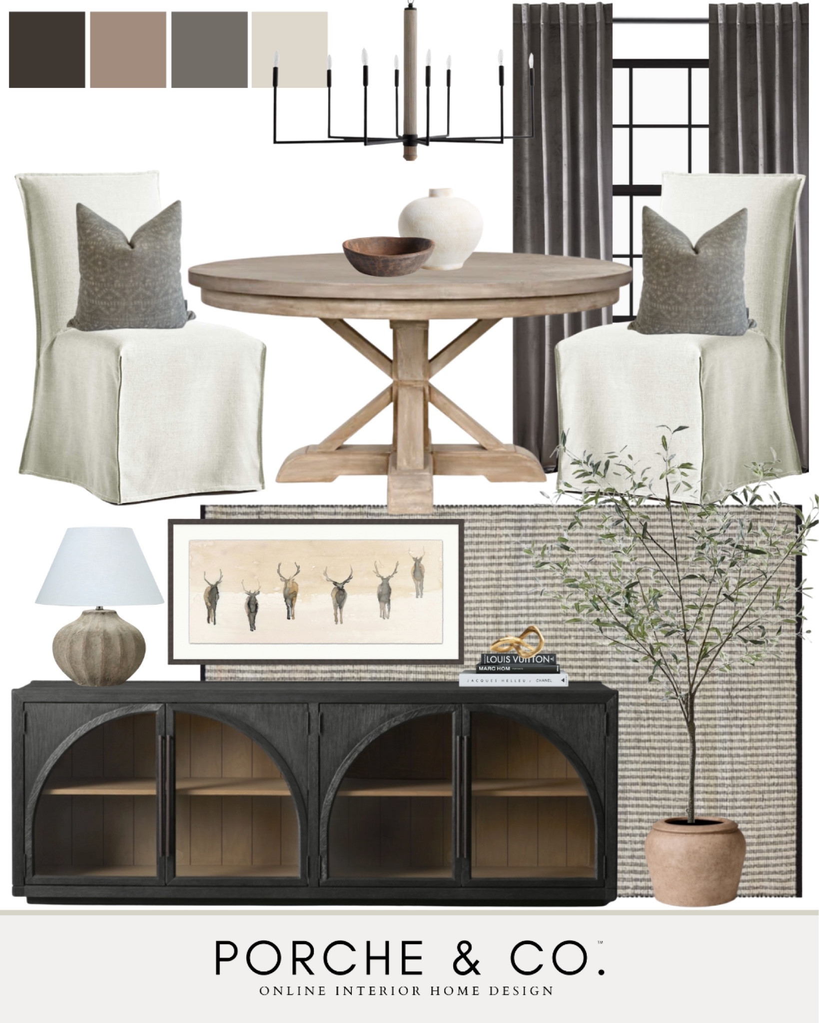 Dining room mood board, dining room design, dining room inspo, dining room furniture, round dining table, sideboard, moody dining room #diningroom #moodboard 

#LTKhome #LTKstyletip #LTKSeasonal