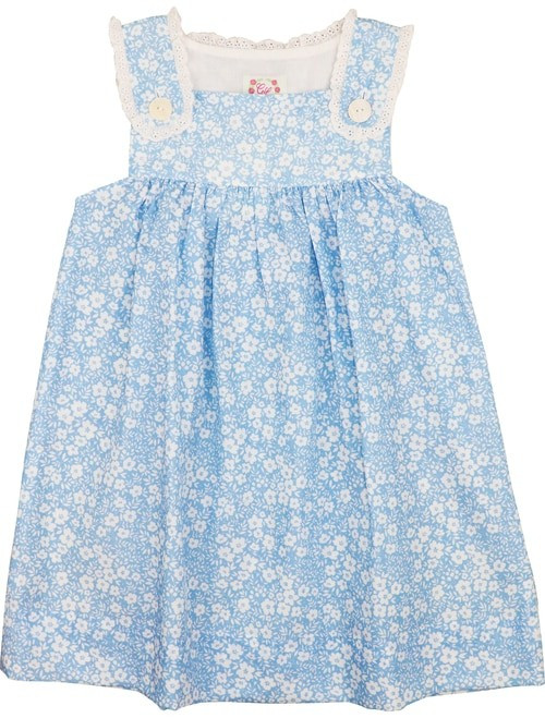 Blue and White Floral Tab Dress | Cecil and Lou