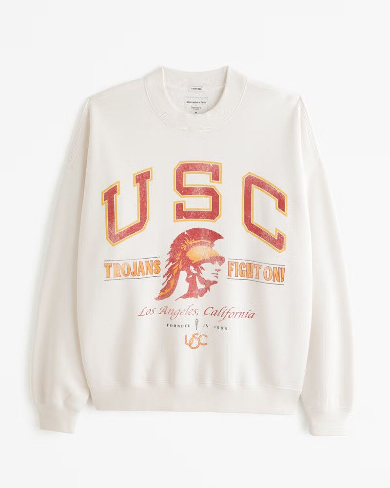 Abercrombie & Fitch Men's University of Southern California Graphic Crew Sweatshirt in Off White - Size XS | Abercrombie & Fitch (US)