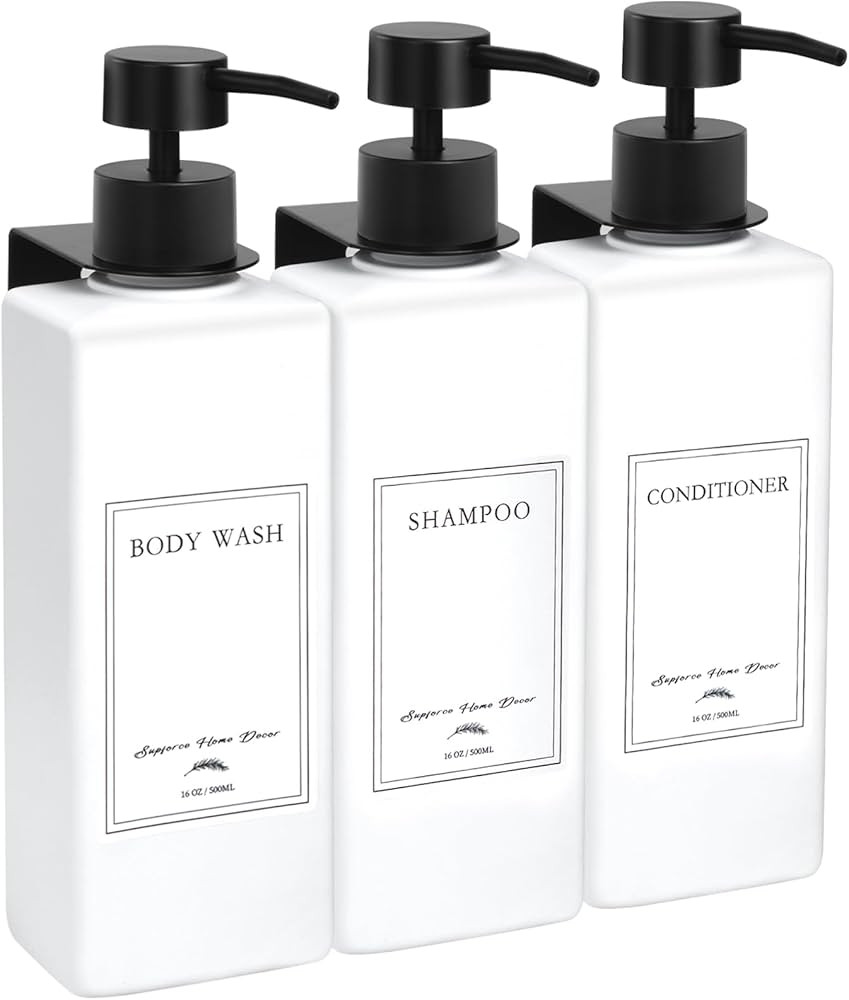 Shampoo Dispenser for Shower Wall Mount 3 Chamber, No Drill Shampoo and Conditioner Dispenser wit... | Amazon (US)