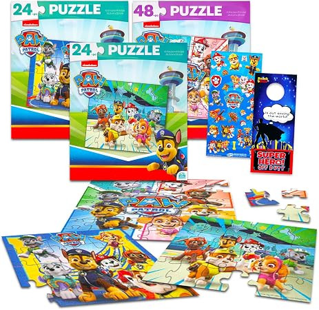 Paw Patrol Movie Premier Jigsaw Puzzle Set - 3 Pack Bundle with Two 24 Pc Puzzles, a 48 Pc Puzzle... | Amazon (US)