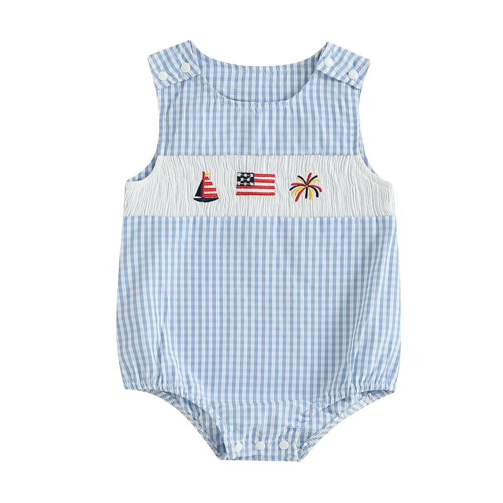 Newborn Baby Boy Summer Outfit Sleeveless Golf Embroidery Bubble Romper Bodysuit Summer One Piece... | Amazon (US)