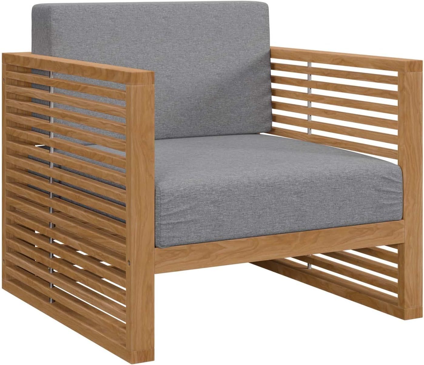 Modway Carlsbad Teak Wood Outdoor Patio Armchair, Natural Gray | Amazon (US)