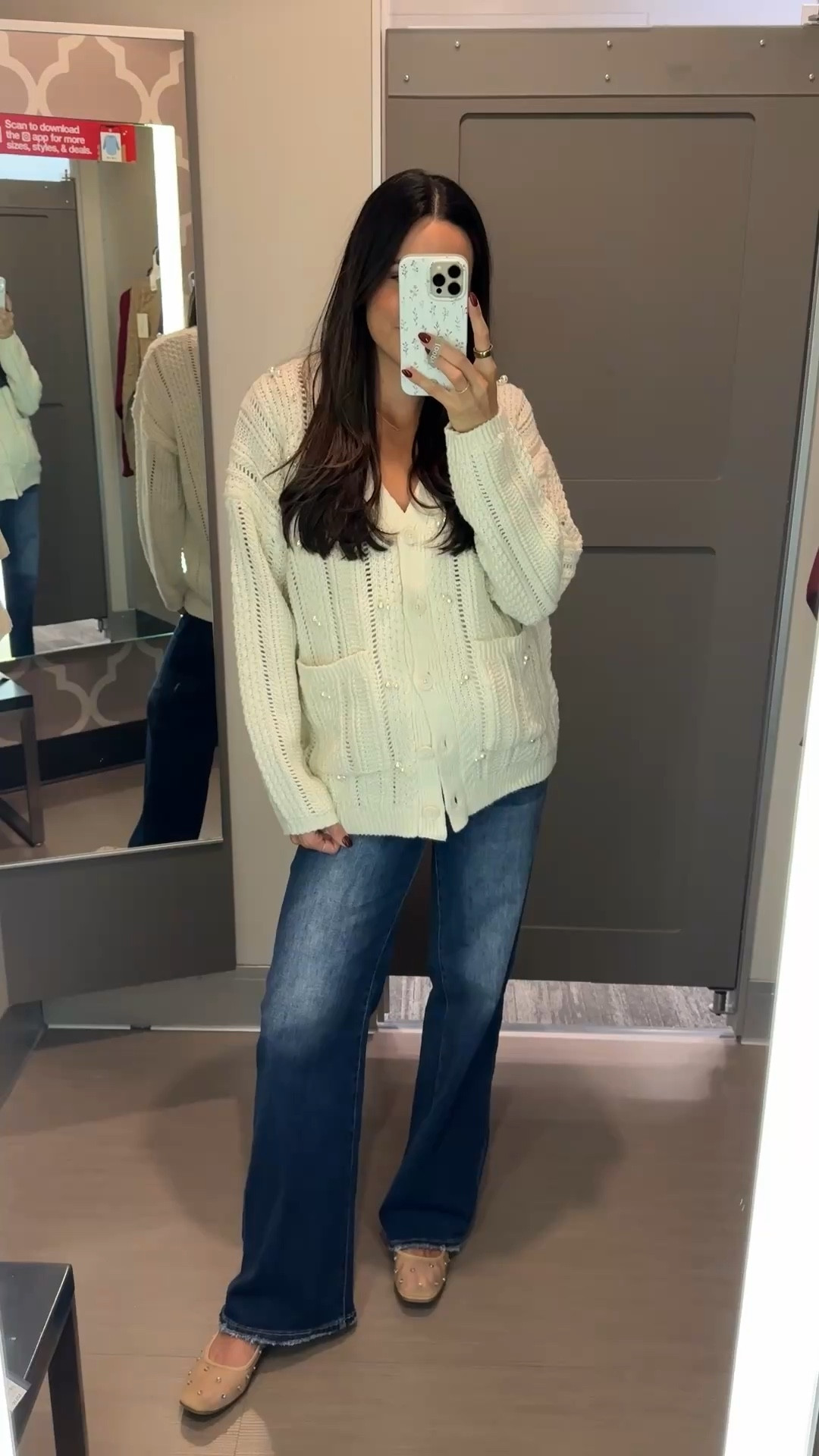 Target try-on! Everything on sale for 30% off for Target Circle Week 👏🏼🎯

Jeans are not target but linked! True to size, I am wearing a size up (27) with my bellaband to fit my 36 week bump 🤰🏻 

Rhinestone mesh flats: true to size and so comfy! These will be 40% off tomorrow for one day 👀 

Pearl embellished cardigan sweater: true to size (S) oversized fit 

Cable knit cardigan sweater: sized up (M) 
Leopard jeans: sized up to a 6 and wearing with my bellaband. Remind me of the FP ones!! Denim is soft too. 

Paris sweatshirt: sized up to a L, comfy and love the color! 

Speckled sweater: sized up to a L (slightly cropped) soft, not itchy
Corduroy mini skirt: wearing a 6 with a belly band 

Satin midi skirt: true to size, sized up to a M for my bump but could’ve done a S 

Houndstooth coatigan: true to size, wearing the M/L and it’s very roomy

Hoodie sweat set: true to size with an oversized fit, wearing a M in both 

#LTKBump #LTKSeasonal #LTKSaleAlert