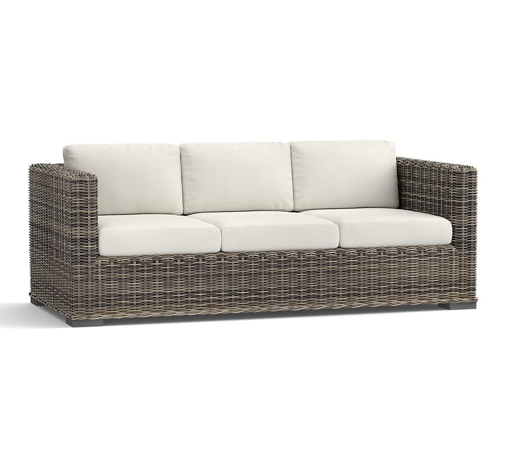 Huntington All-Weather Wicker Square Arm 82.5" Sofa | Pottery Barn (US)