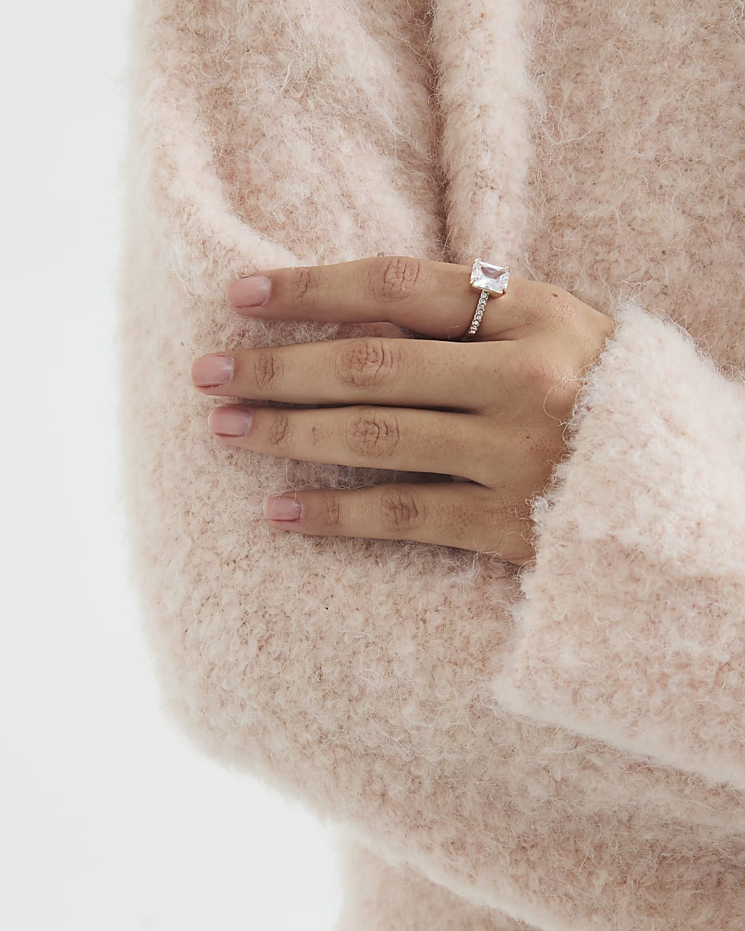 Pink Rose Gold Cubic Zirconia Ring | River Island UK & IE