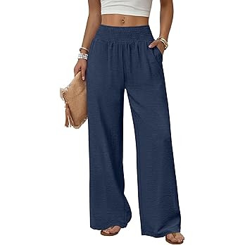 Sampeel Wide Leg Pants Woman High Waist Trousers with Pockets Casual Lounge | Amazon (US)