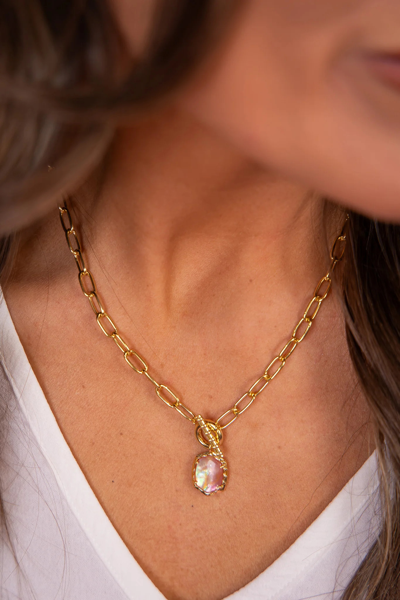 Daphne Chain Necklace - Gold Lt. Pink Iridescent Abalone | Kendra Scott | The Willow Tree