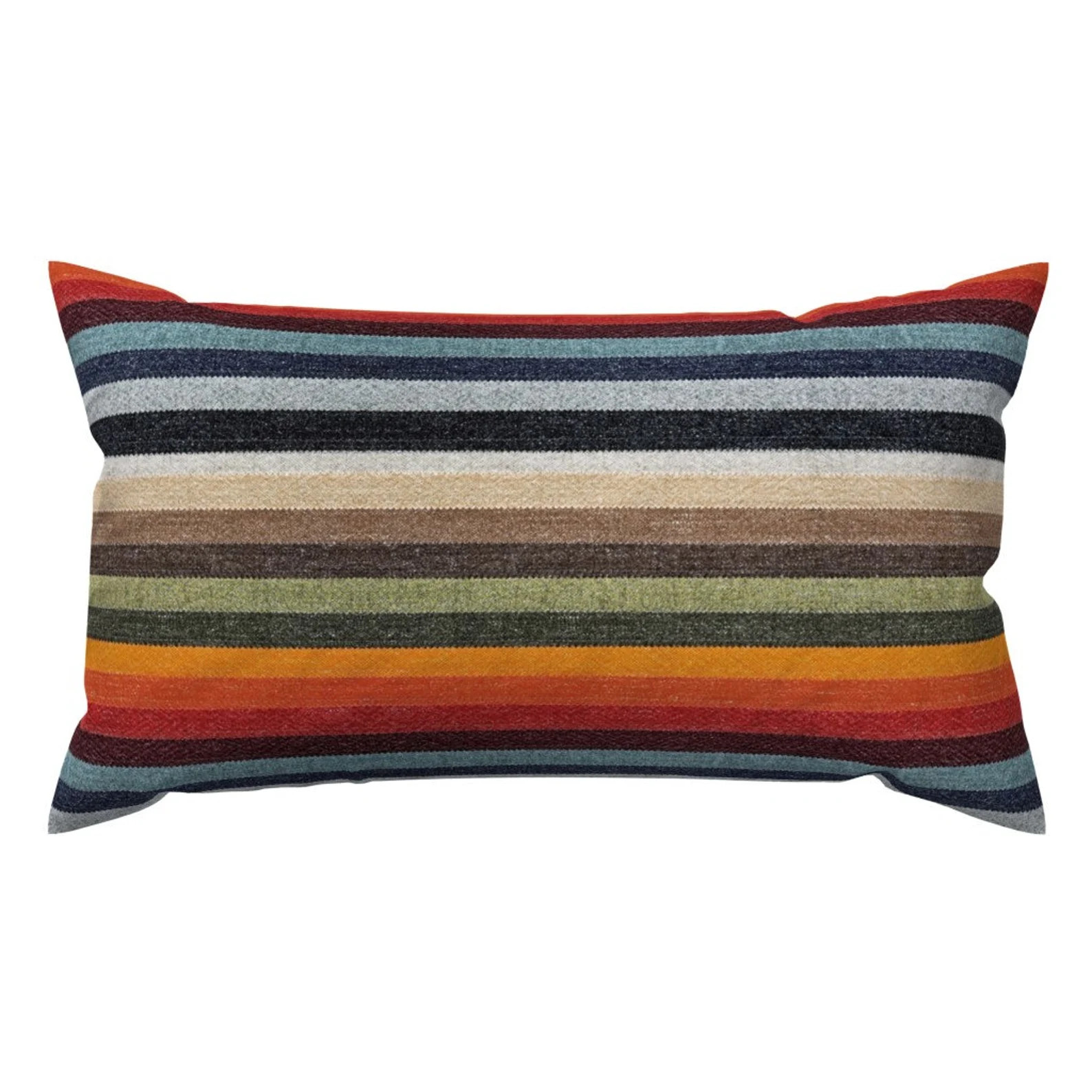 Rustic Stripe Lumbar Pillow - Earth Tones Cabin Southwestern Masculine Rectangle Accent Throw Pil... | Etsy (Global)