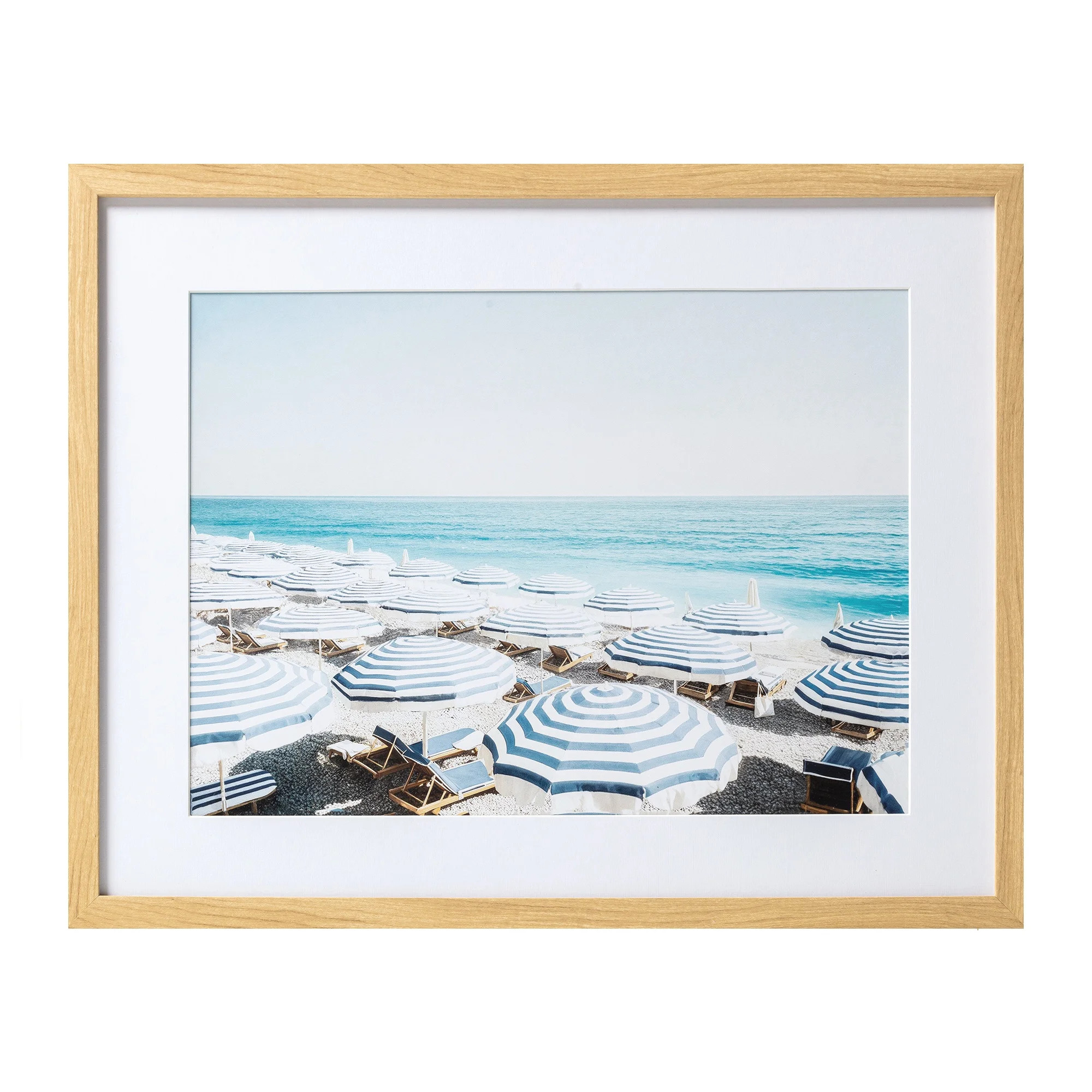 My Texas House Sea Blue Umbrellas 20" x 16" Coastal Framed Wall Art | Walmart (US)