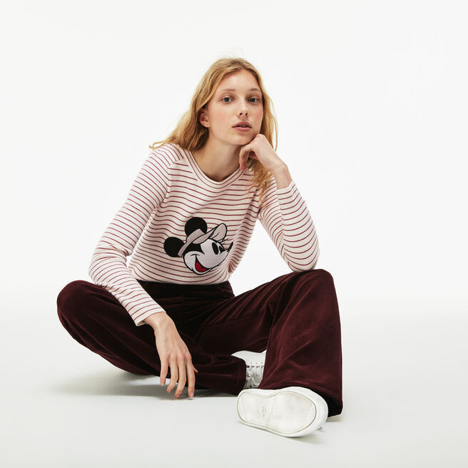 WOMEN'S CREW NECK DISNEY MINNIE EMBROIDERY INTERLOCK SWEATER | Lacoste US
