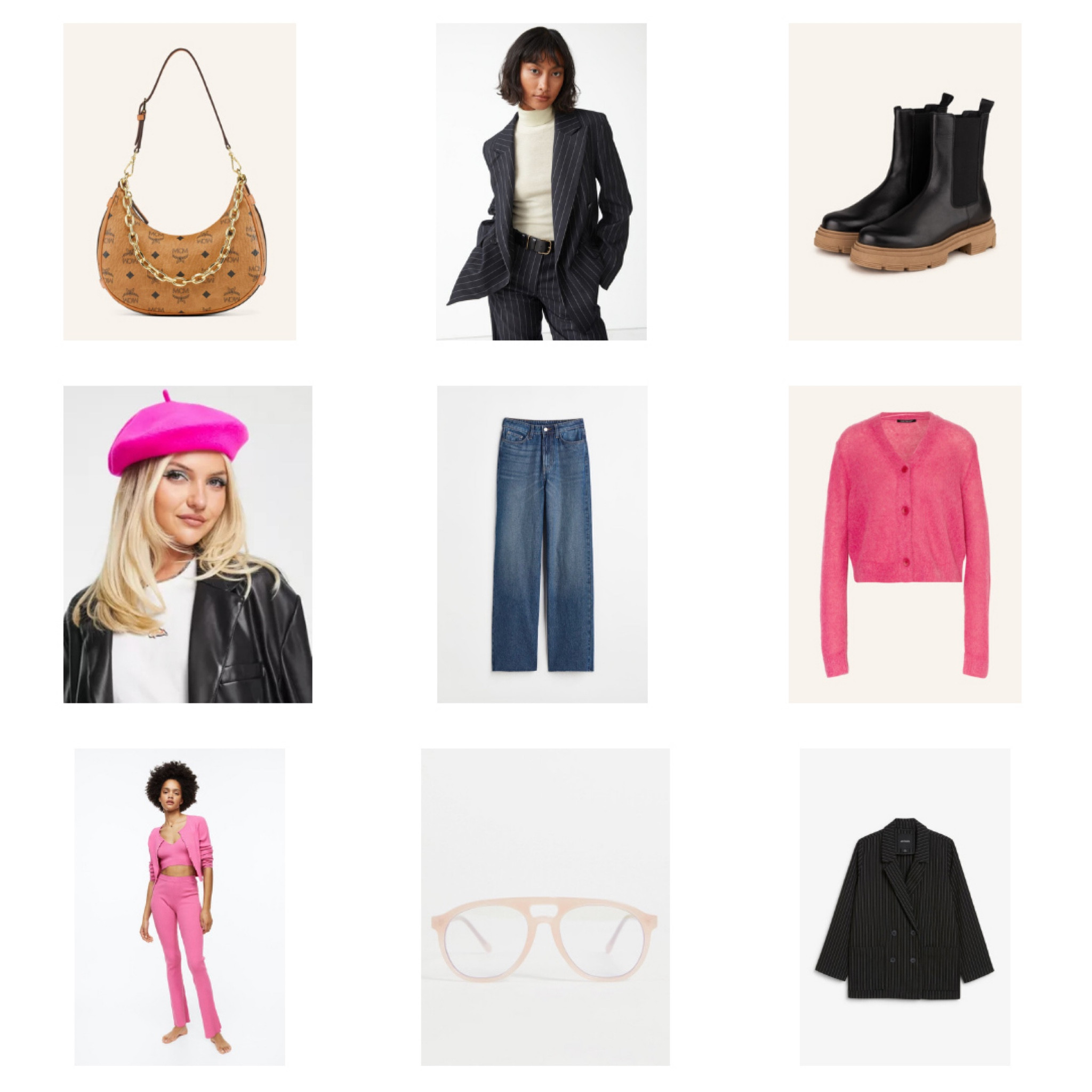 Pinstriped Blazer. Fashion Blogger Girl by Style Blog Heartfelt Hunt. Girl with blond hair wearing a pinstriped blazer, pink beret, geeky glasses, pink cardigan, wide leg jeans, vintage Louis Vuitton bag and chunky boots. #colorfuloutfit #colorfulstyle #colorfulfashion #colorfullooks #fashionfun #cutefalloutfit #fallfashion2022 #falllookbook #fitcheck #dailylooks #dailylookbook #contentcreator #microinfluencer #discoverunder20k