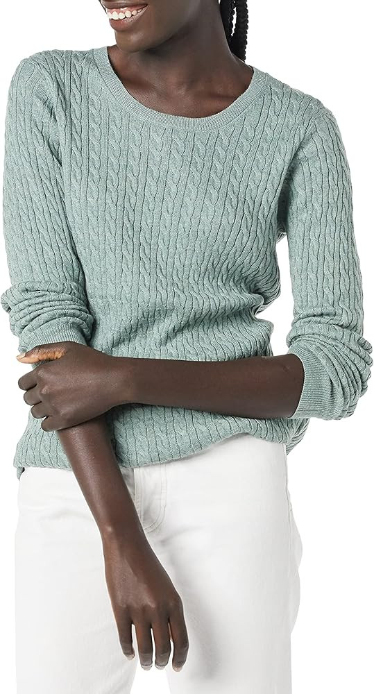 Amazon Essentials Women's Lightweight Long-Sleeve Cable Crewneck Sweater (Available in Plus Size) | Amazon (US)
