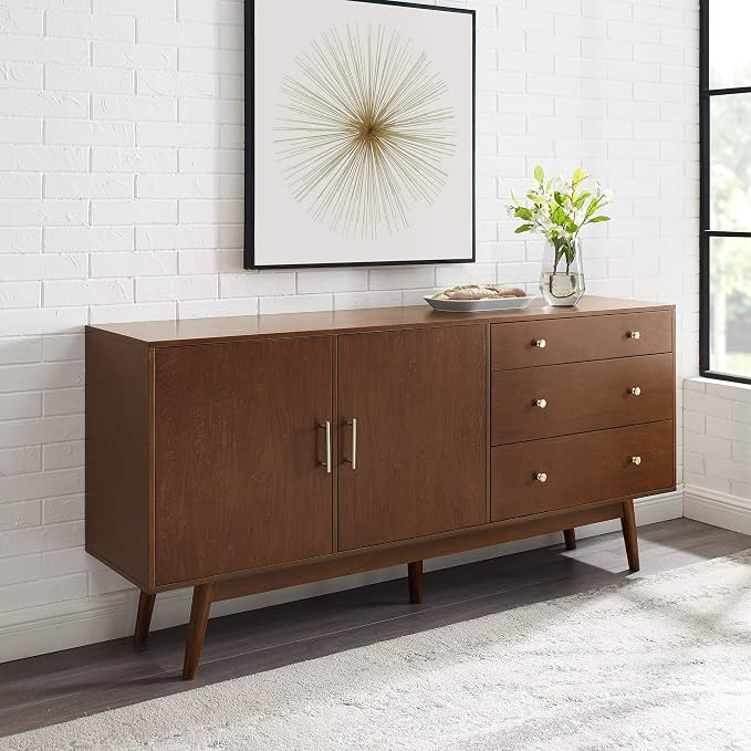 Walker Edison Mid-Century Modern Wood Kitchen-Buffet-Sideboard Entryway Serving Storage Cabinet D... | Amazon (US)