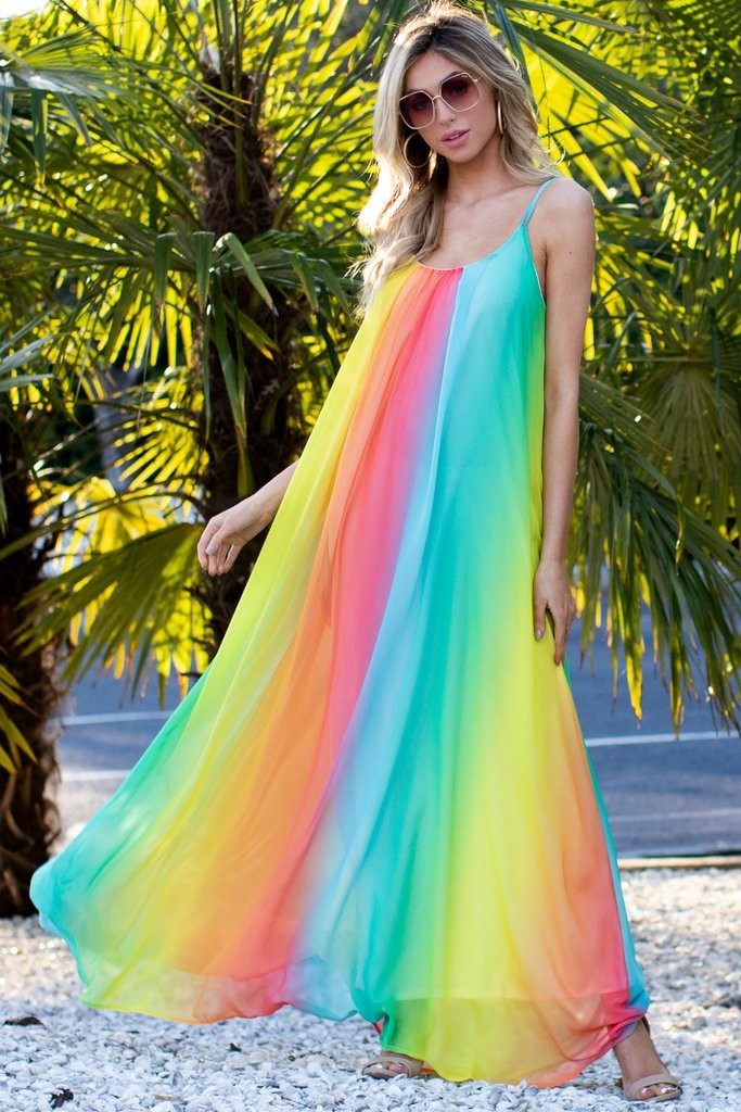 Forever Better Rainbow Maxi Dress | Red Dress 