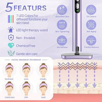 Light-Therapy-Wand, Red Light Therapy for Face and Neck Facial Wand 7 in 1 Led Beauty Wand Red & ... | Amazon (US)