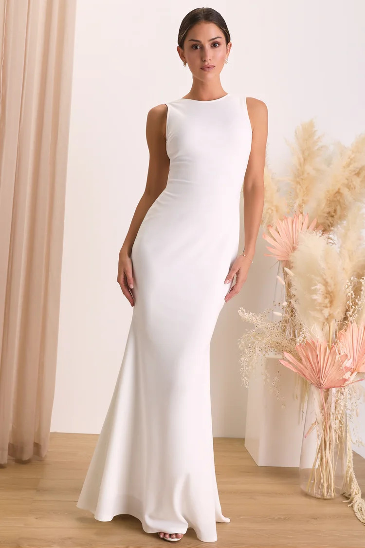 Va Va Voom White Backless Sleeveless Mermaid Maxi Dress | Lulus