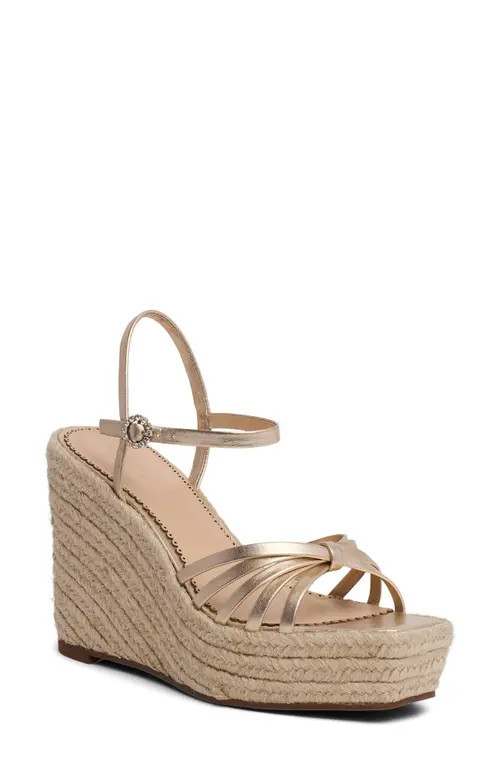 Cinq à Sept Helen Metallic Espadrille Wedge in Light Gold Metallic at Nordstrom, Size 10Us | Nordstrom