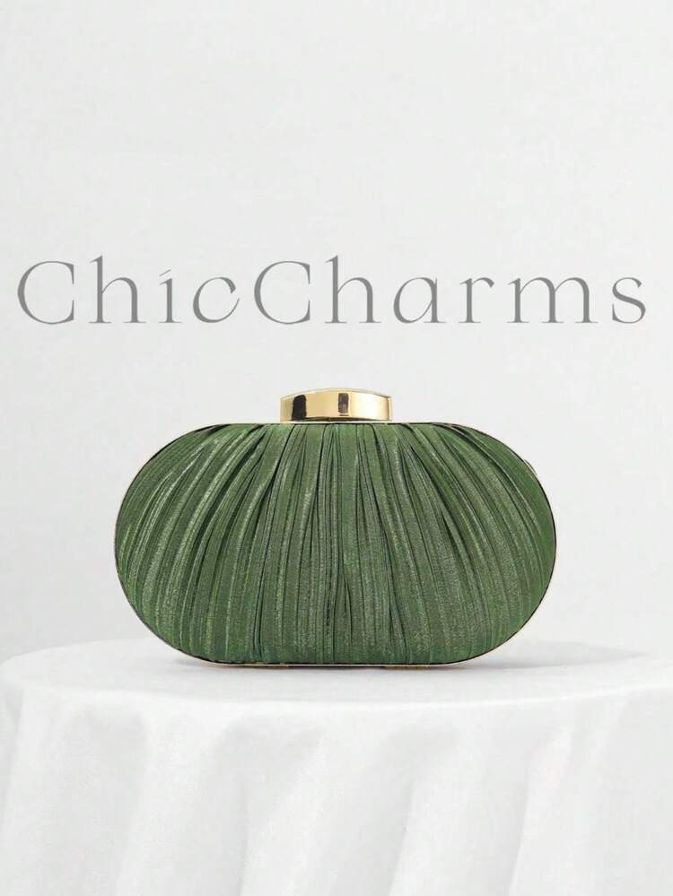 Elegante Damen Falten Box Clutch Abendtasche, Apricotfarben, Geeignet Für Hochzeiten, Partys Und Galas, Mit Abnehmbarer Schulterkette | SHEIN