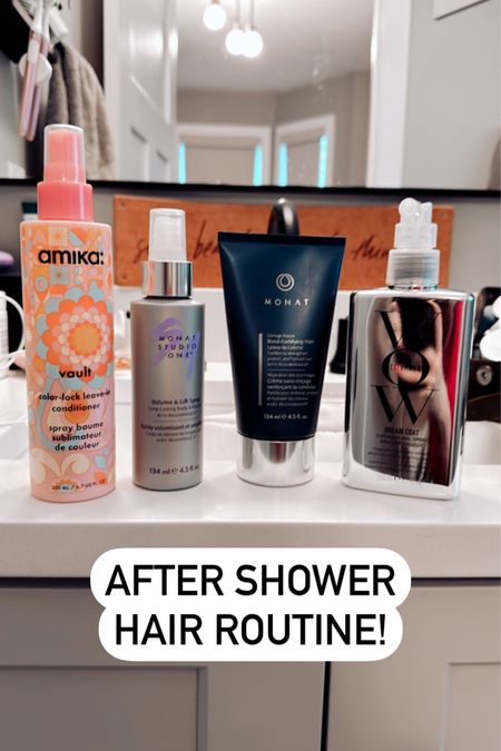After shower hair routine!

Leave-in conditioner, volume & lift spray, damage repair cream/heat protectant, & smoothing sprayy

#LTKfindsunder50 #LTKhome #LTKbeauty