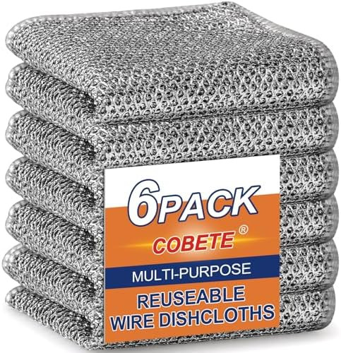 COBETE Non Scratch Wire Dishcloth,Double-Layer Wire Dishwashing Rags for Wet and Dry,Wire Miracle... | Amazon (US)