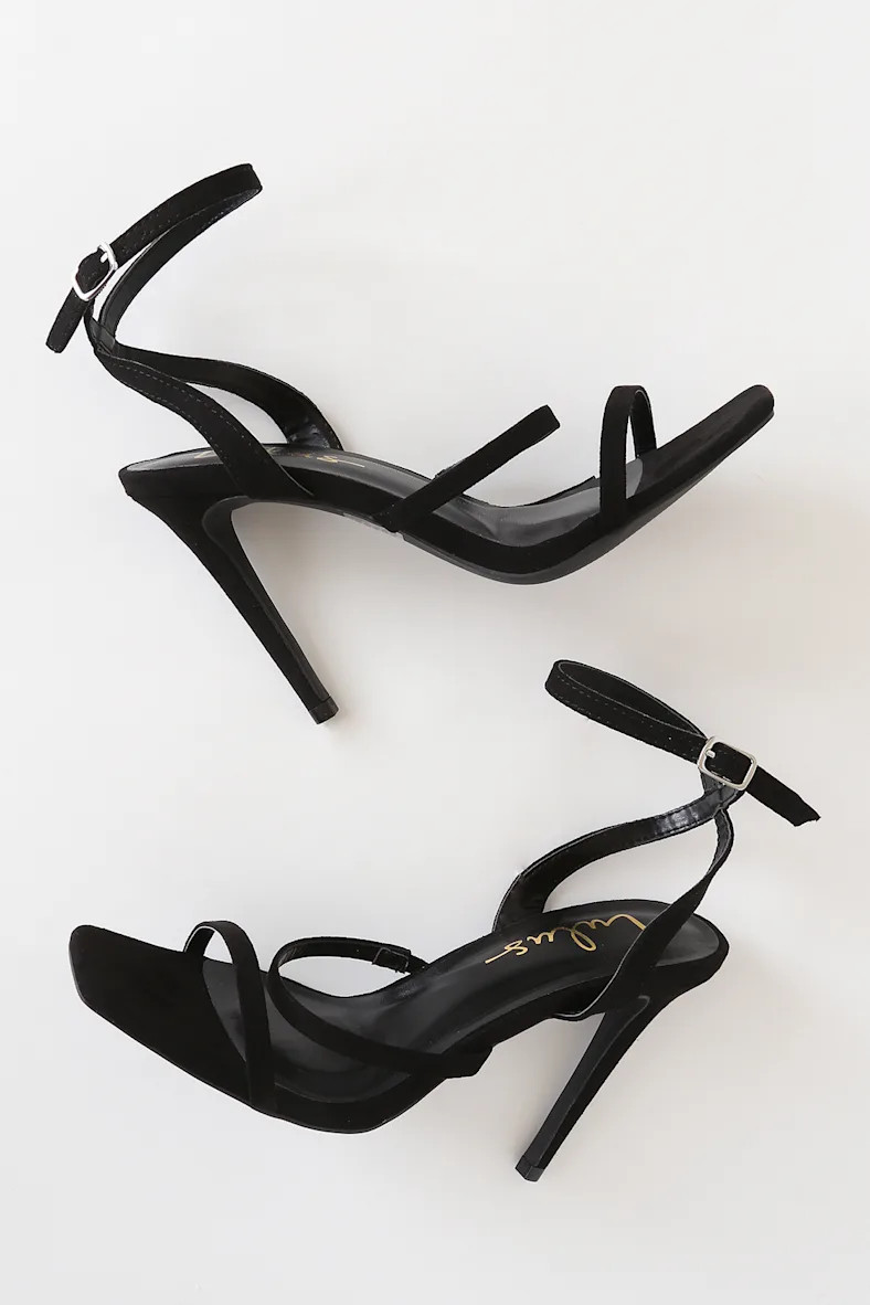 Leticiya Black Suede Ankle-Strap High Heel Sandals | Lulus