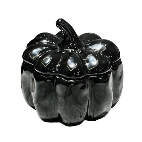 WAIT FLY Pumpkin Shaped Candy Jar with Lid, Jewelry Box, Cotton Swab Storage Holder, Decorative Jar-Black | Amazon (US)