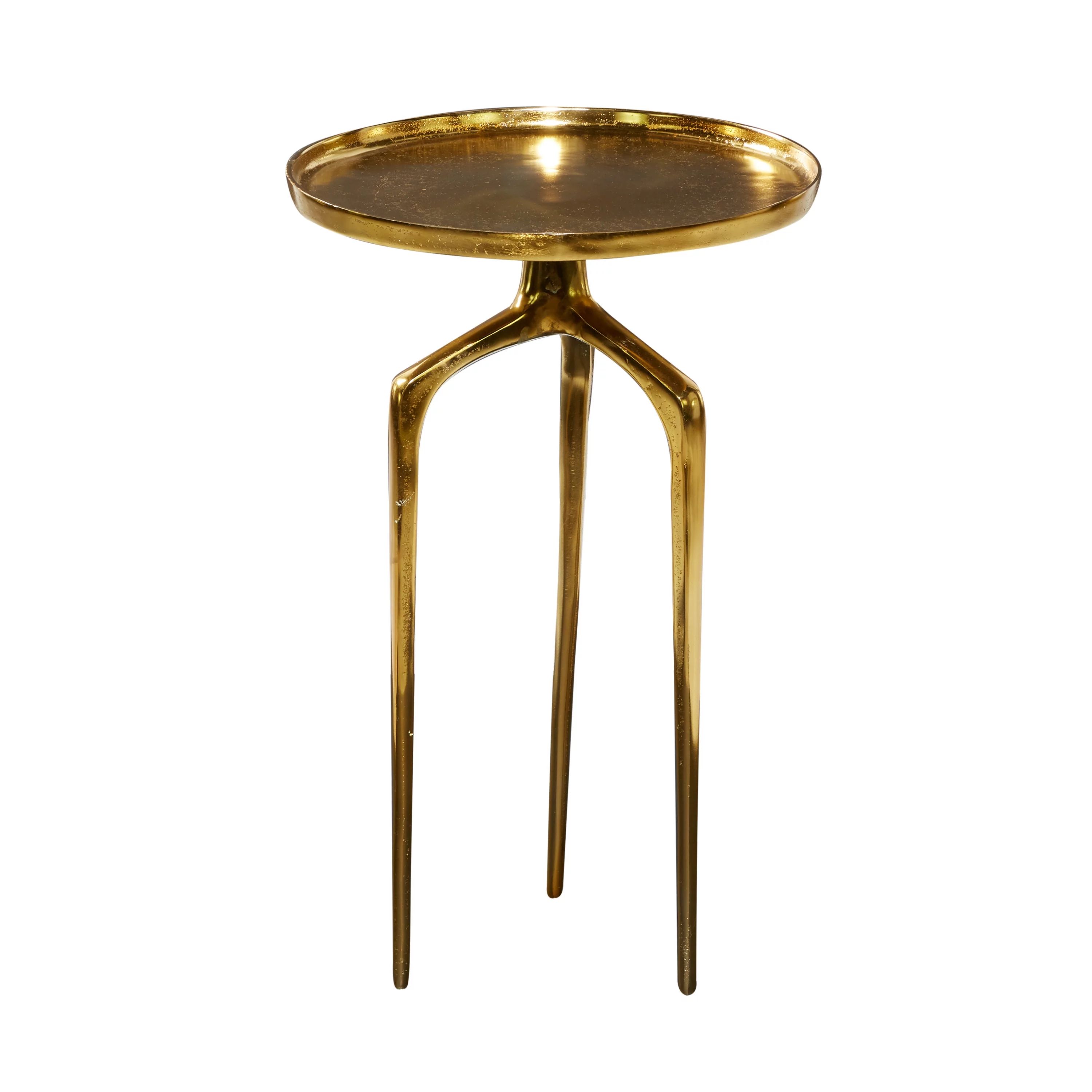 DecMode 16" x 25" Gold Aluminum Tray Inspired Top Accent Table with 3 Tripod Legs, 1-Piece | Walmart (US)
