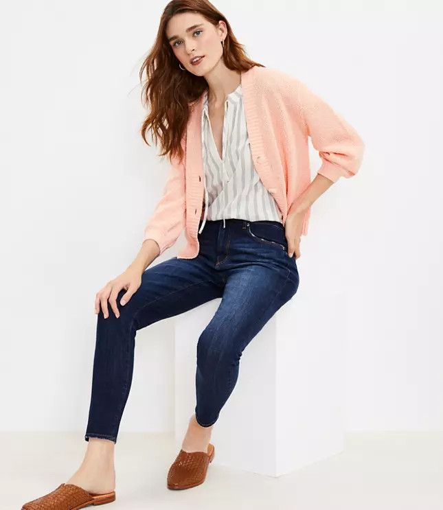 Mid Rise Skinny Jeans in Rich Dark Indigo Wash | LOFT