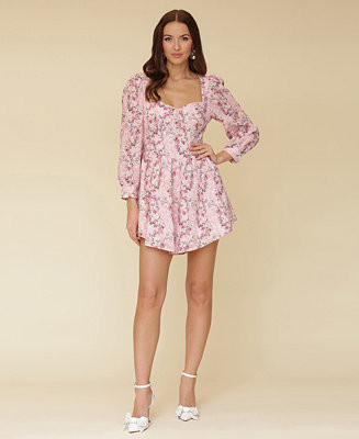 Women's Floral Puff-Sleeve Mini Dress | Macy's