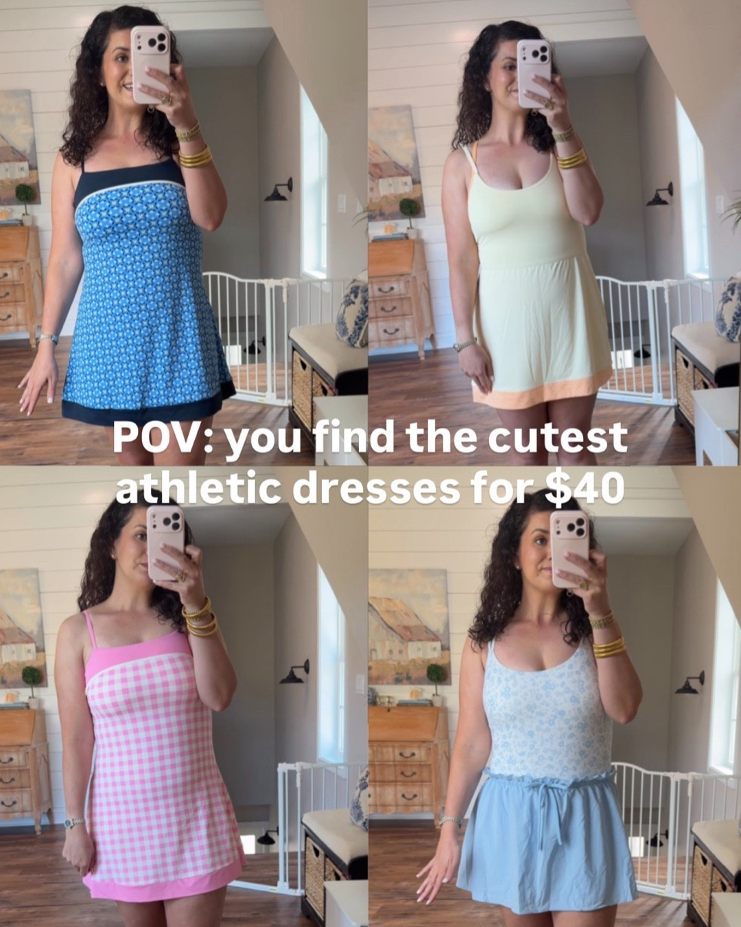 These athletic dresses are just too good not to share 🤍 these are one of those finds I immediately knew I’d be wearing on repeat all spring and summer 🩵🌸☀️

And the best part… they are ONLY $40 🎉 Such a good deal for dresses this cute 👏🏼

I’m not gatekeeping this find!!! Grab your favorites before they sell out🌸🌿💛

I tried on several and every single one is a WIN👏🏼👏🏼👏🏼 the colors, prints, and fit are SO cute and they truly give designer athletic dress vibes (think Addison Bay style) but for a fraction of the price 🙌🏼

They all have adjustable straps, a built in bra with removable pads, and built in shorts with the bathroom cutout which is a must! Comfortable, flattering, and perfect for busy mom days!!! 

These will absolutely be outfits on repeat for me all spring and summer🌷☀️Think walks, trips to the  playground, running errands, play dates, grabbing coffee or lunch, travel days, and just everyday life✨ 

#everydaystyle #athleticwear #athleisure #momoutfit #momfit  #lookforless #stylefinds #fashiondeal #affordablefashion #momstyle #everydaystyle #ltkstyle #ltkfinds #target #targetstyle #targetfinds #targetfashion #budgetfriendlystyle #classicstyle #styleonabudget #spring #springstyle #springfashion #springdress #summer #summerstyle #summerfashion #style #fashion #preppy #preppystyle #grandmillenial #grandmillenialstyle #ladies #ladiesfashion #ladiesstyle #classic #classicstyle #chic #timeless #timelessstyle #sale #salealert #majorsale #deal #dealoftheday 
#LTKSpringSale 

#LTKmomlife #LTKootd #LTKActive