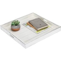 Set Of 2, Vintage White 19-Inch Square Serving Tray With Cutout Handles | Etsy (US)