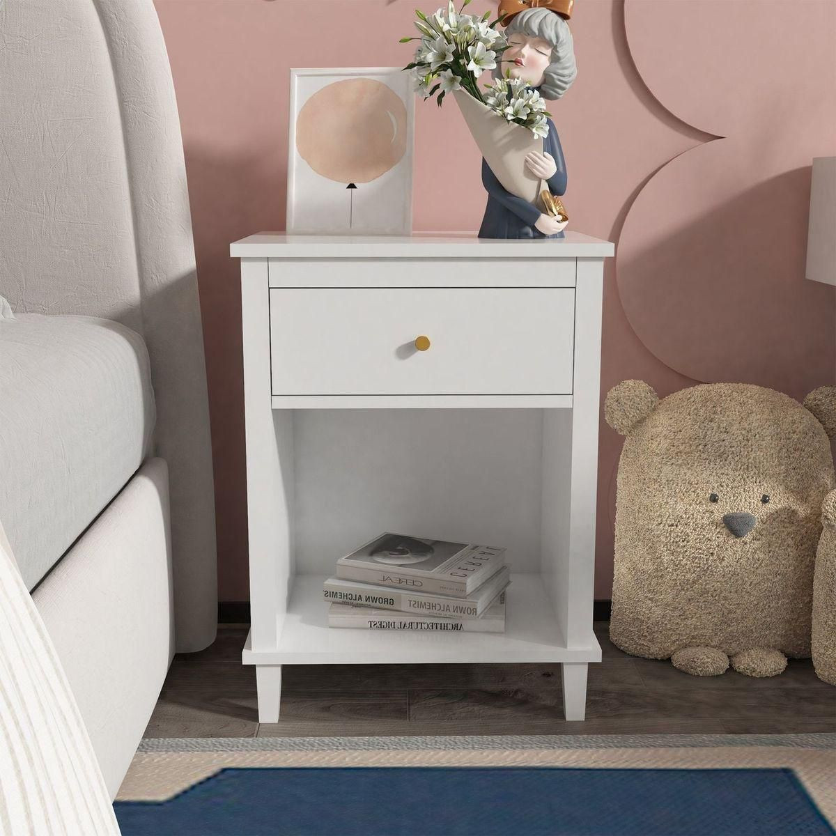 Streamdale Wooden Nightstand with One Drawer One Shelf for Kids, Adults, White | Target