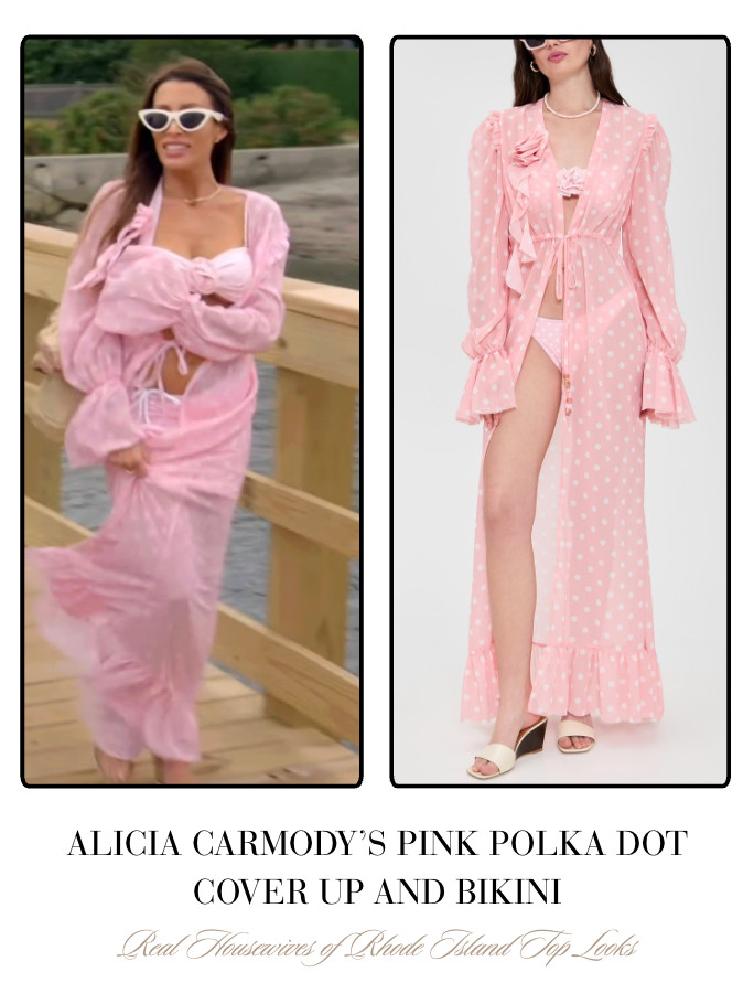  Alicia Carmody's Pink Polka Dot Cover Up and Bikini 

 